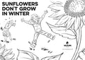 Sunflowers Don't Grow In Winter colouring in pages - free download - Wildling Books